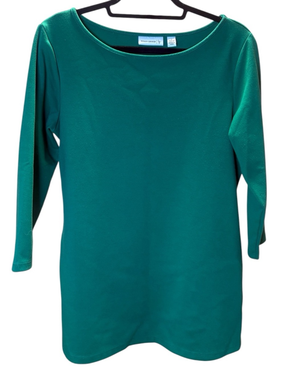 Susan Graver Teal Boatneck Long-Sleeve Knit Top